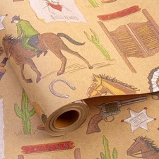 Kraft Paper Roll 17" 32.8 Ft Old Wild West Style Gift Wrap Poster Birthday Bache