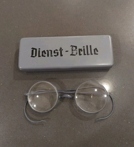 German Army Dienst - Braille Military Style WW 2 Glasses & Metal Case K40