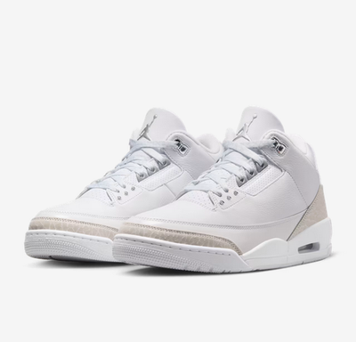 Air Jordan 3 pure moneyホワイト レザー スニーカー Air Jordan 3 Pure Money White Silver Men's Sneakers | eBay