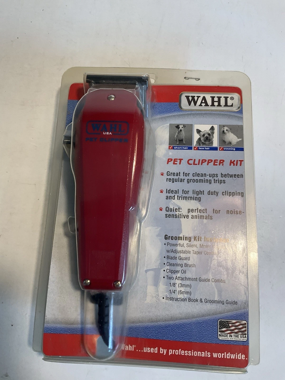 Wahl Pet Clipper Kit Red 2002 Two Attachments Unused Sealed