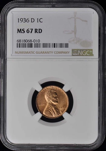 1936-D Wheat Reverse Lincoln Cent 1C NGC MS67RD