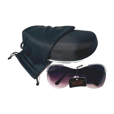 Shield Sunglasses W/White Semi Rimless Frame and Gradient Maroon Lenses UV400