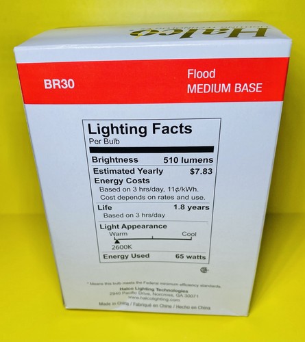 Halco 65W Flood BR30 Flood Medium Base Lamp 510 - Picture 3 of 3