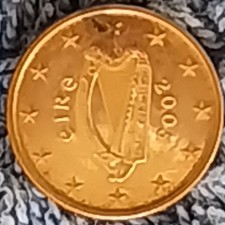 Eire 1 Cent Coin 2005 Euro Irish Harp
