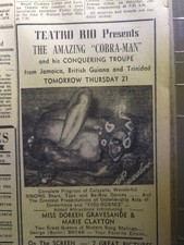 JAN 20 & 23, 1954 NEWSPAPER #2296- AMAZING "COBRA-MAN" FREAK SHOW- 2 PAGES