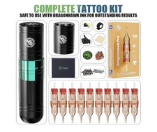 Dragonhawk Wireless Tattoo Kit 2.4-4.2 Adjust Strokes Pen Machine Cartridges Ink