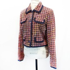 MODA International Jacket Tweed Cropped Blazer Preppy Clueless Medium Y2K