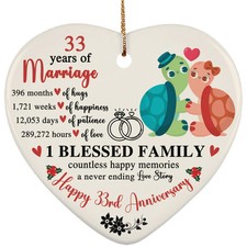 33rd Anniversary Heart Ornament Cute Turtle Love 33 Year Marriage Christmas Gift