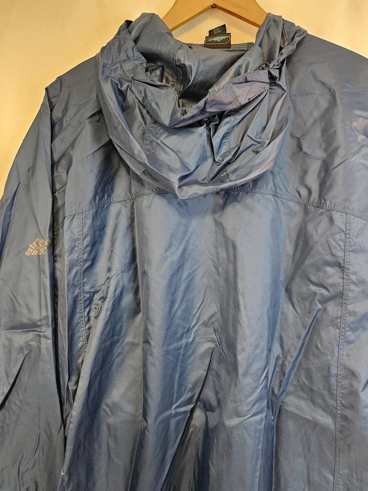 EMS Eastern Mountain Sports Windbreaker Mens L Blue Hooded Packable Zip Jacket - Image 3 of 4