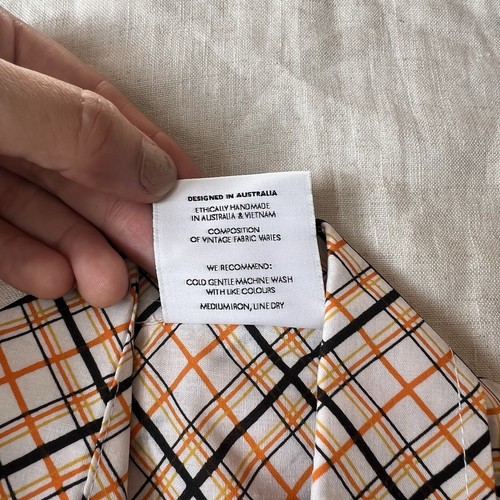 Brand new kids handmade plaid button down orange retro print shirt  - Picture 4 of 4