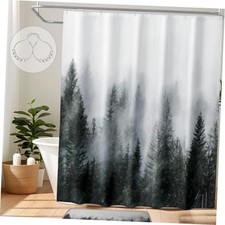 Misty Forest Shower Curtain for Bathroom, 72"W x 72"L Pack of 1 Dark Green