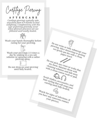 Lashicorn Cartilage Piercing Aftercare Card for Ear Care Instructions | 50... 