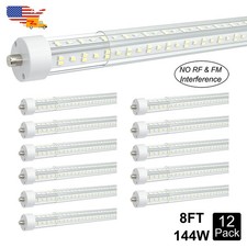 12 Pack 8FT LED Tube Light T8 T12 Single Pin FA8 Bulbs 144W 8Foot LED Shop Light