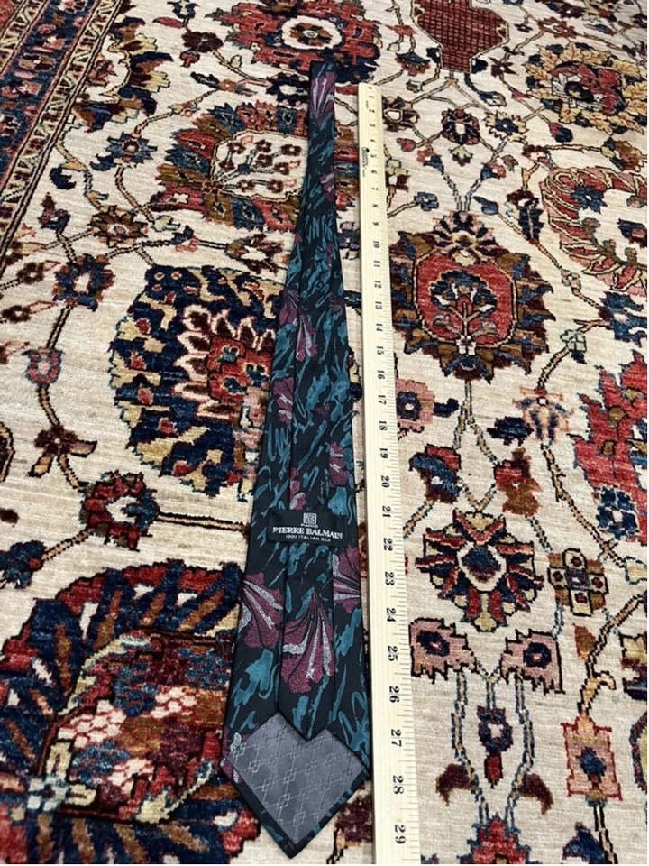 Vintage Men’s Pierre Balmain 100% Italian Silk Floral Necktie - Image 4 of 4