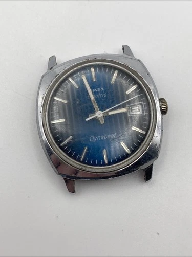 Rare  Vintage TIMEX Men’s Electric Dynabeat Blue Dial Quartz Watch Read