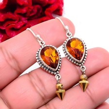 Citrine 925 Sterling Silver Two Tone Arrow Head Earring 1.95 Sk9, Christmas Gift
