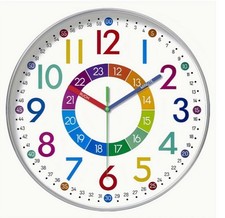 Kids Educational Wall Clock 8-12" Silent Quartz Bedroom Gift