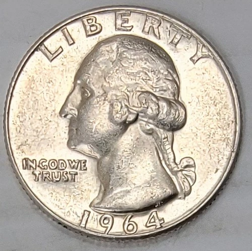 1964-D Washington Quarter - Almost Uncirculated (AU) condition - 90% Silver