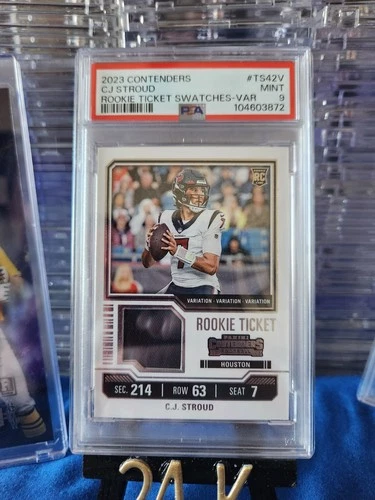 2023 Panini Contenders Rookie Ticket Swatches VAR C.J. Stroud #TS42V PSA Mint