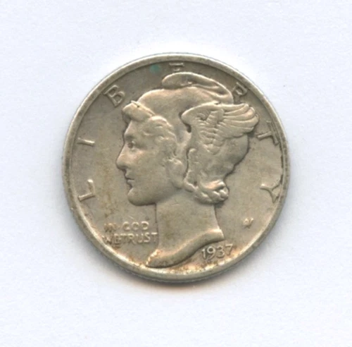 1937  Mercury Dime - 90% Silver - Free Shipping