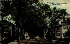 Washington Street from Elm ~ Bath Maine ~ dirt street ~ mailed 1912