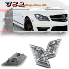 Clear Lens Front Side Marker Lights Housing Kit For Benz W204 C-Class 2008-2011