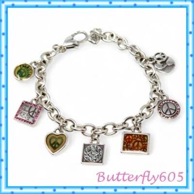 Brighton Peace Charming Colorful Silver Charm Bracelet $88