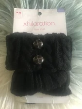 Xhilaration Boot Cuff Black Knitted With Button Embellishment New One Size
