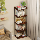 5-Tier Narrow Book Shelf, Tall Industrial Wood Bookcase, Vintage Storage Rack an