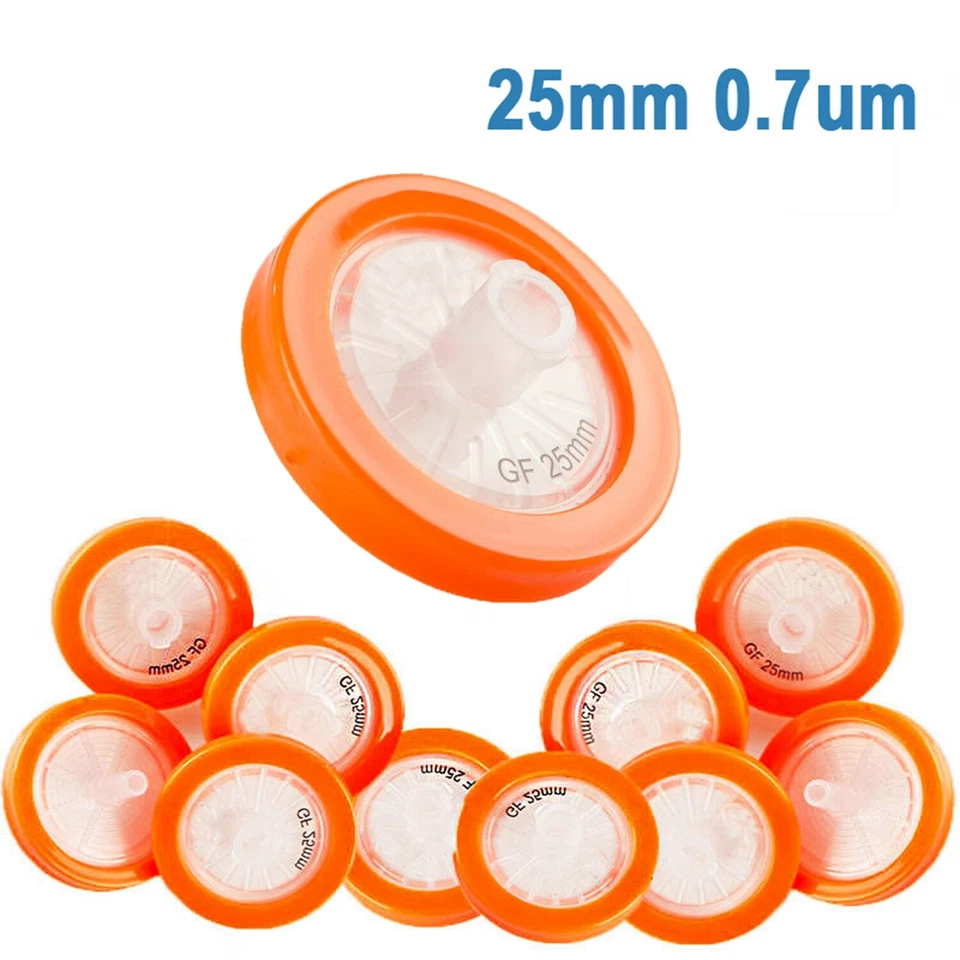 10xGlass Fiber GF Syringe Filters25mm Diameter0.7μm Pore Size for Pre-Filtration