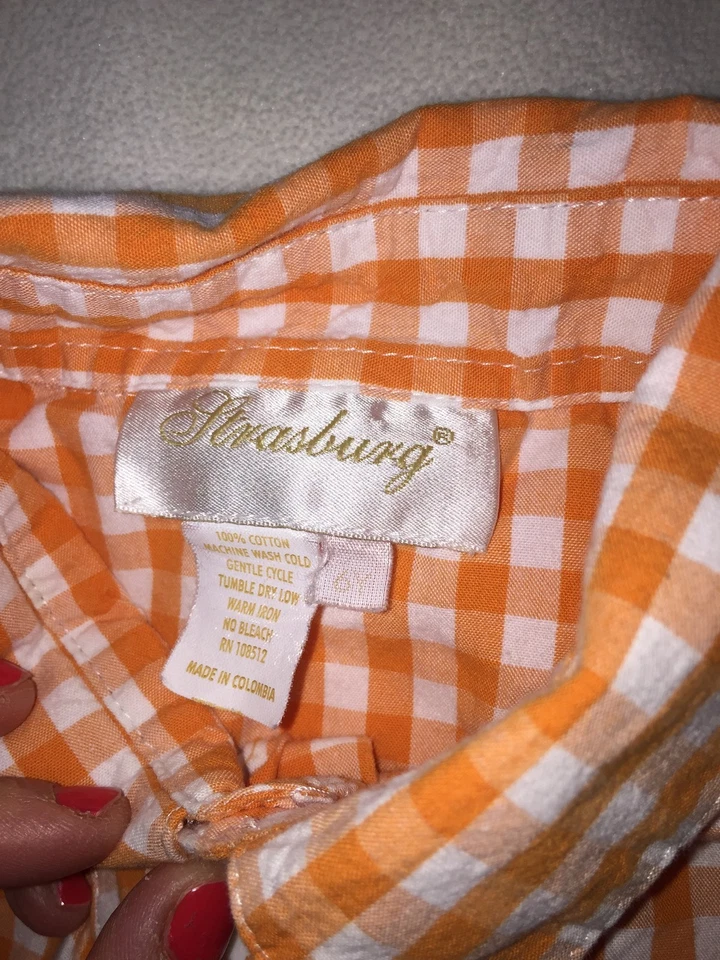 Strasburg Boys Sz. 6 Orange & White Checkered Short Slv Oxford. Note Minor Flaw - Image 3 of 4