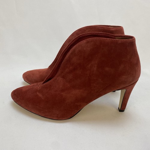 Tamaris Dark Red Suede Almond Toe Open Front Stiletto Ankle Boots UK Size 7 B50 - Picture 6 of 10