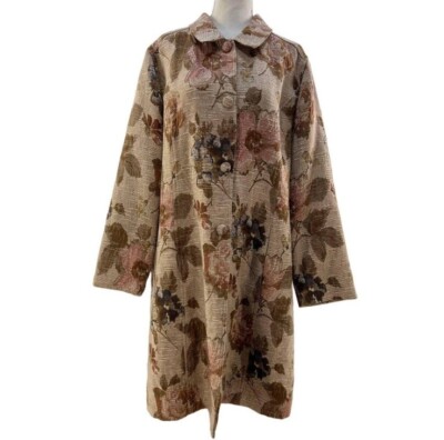 VINTAGE 90s J. Jill sz. S Jacquard Tapestry Floral Coat Long VINTAGE 90s J. Jill sz. S Jacquard Tapestry Floral Coat Long
