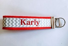 Key Fob Chain Wristlet 1.25"x11" Personalized Monogram Handmade Chevron Dots