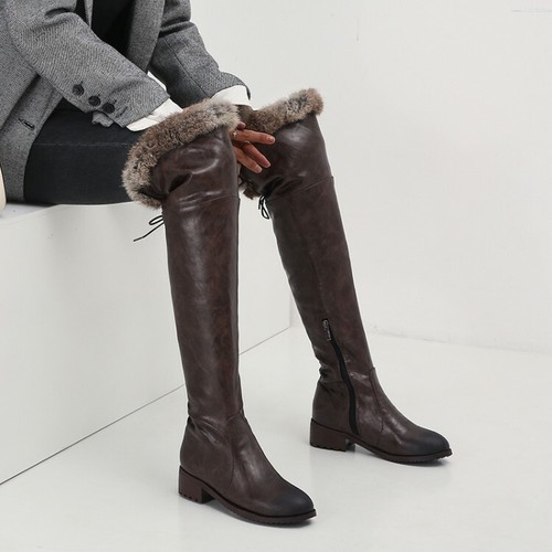 Winterstiefel Elegante Flache Stiefel Moderne Flach Vintage