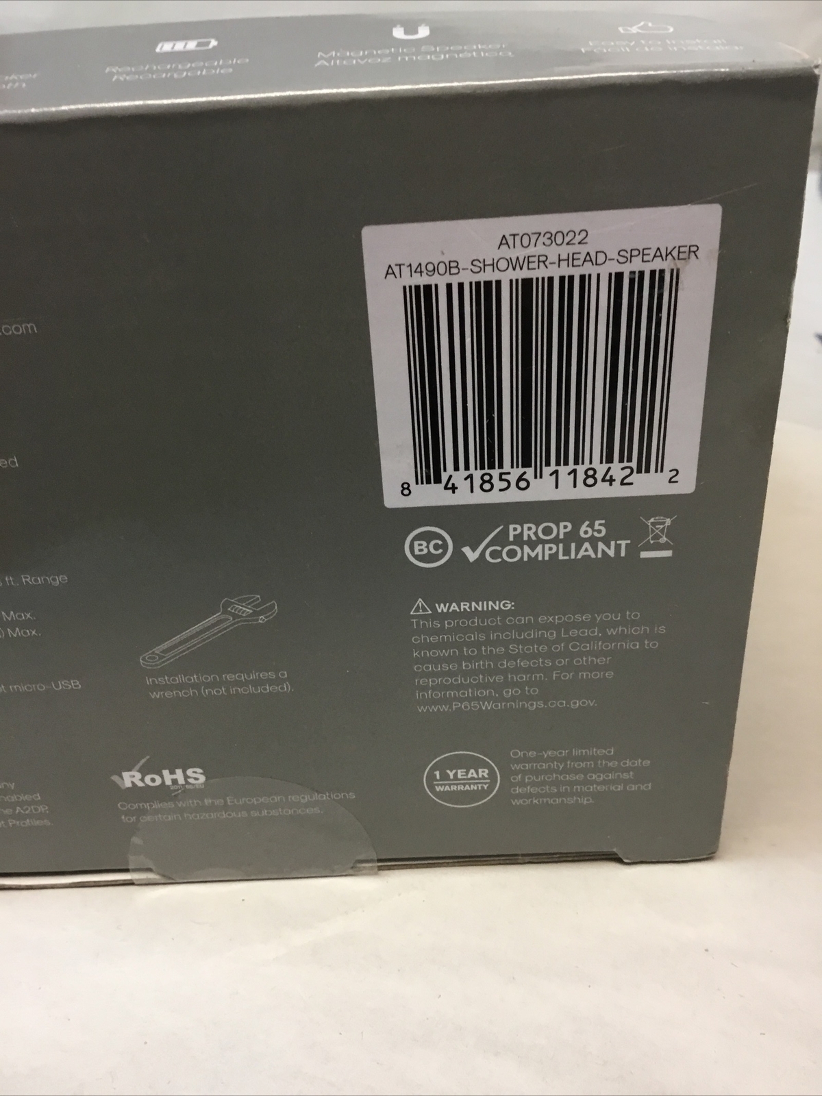 Shower Head  Atomi Bluetooth Speaker Matte Black 3Watts 1.8 GPM AT1490B Wireless