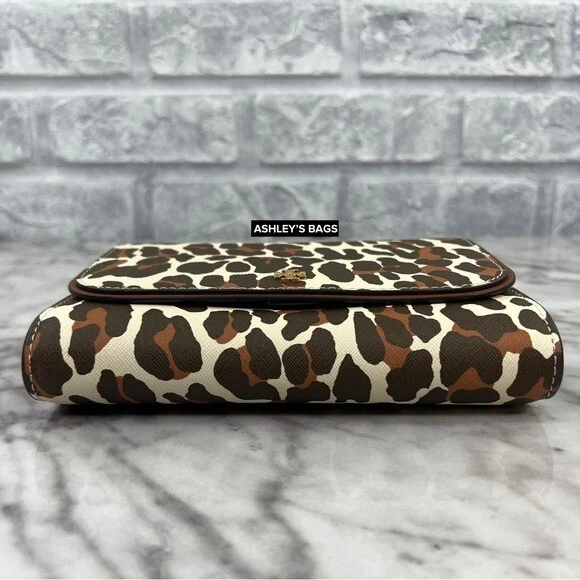 Portafoglio a tracolla catena stampato Tory Burch Emerson stampata con stampa leopardata