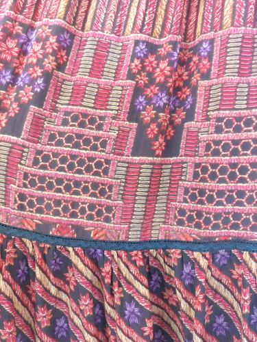 Ritu Kumar Maxi Dress w/ Beaded Collar, Size Small, Orange Pink Purple - Picture 17 of 21