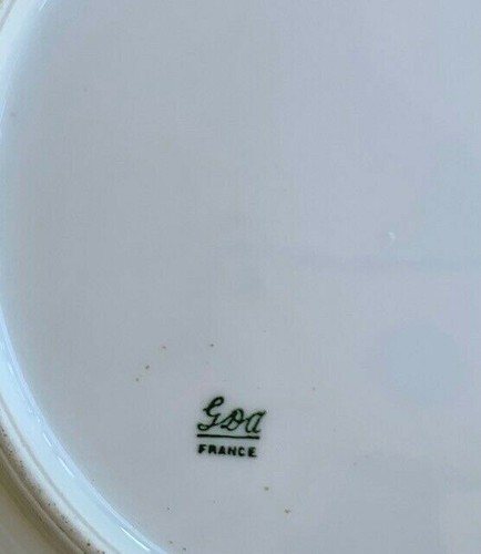 Servizio piatto rotondo GDA Haviland Limoges France rosa flora dipinto a mano bordo oro - Foto 3 di 3