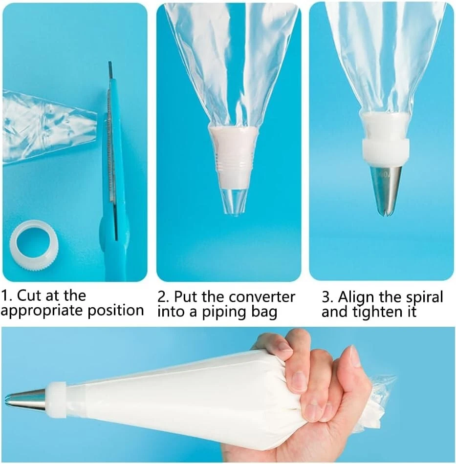 Set of  209pcs Icing Piping Bags Clear Disposable Cake Decoration Savoy Bag 14" - Image 4 of 4