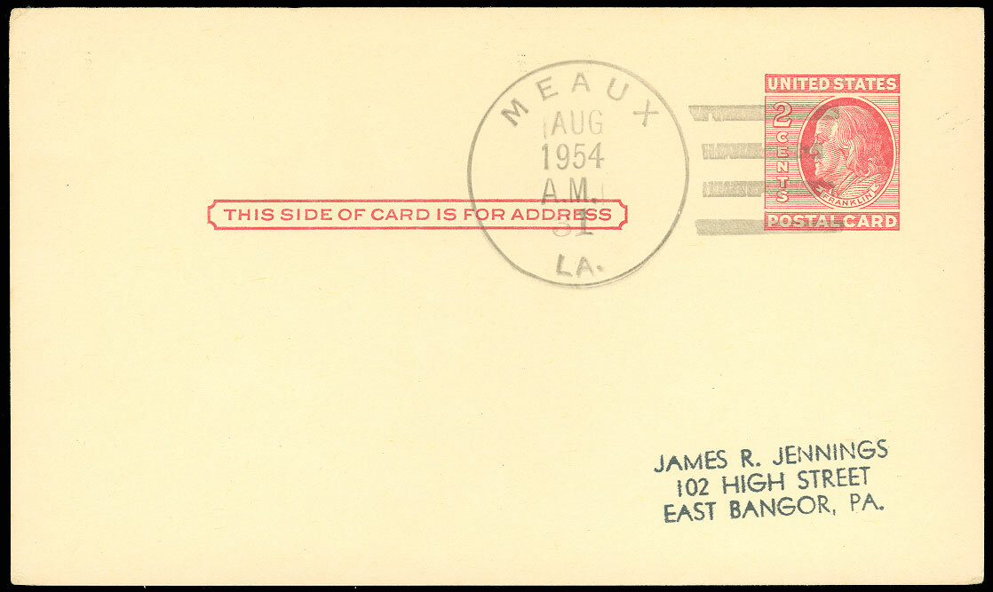 AUG 31, 1954 Postal Card, LAST DAY POST OFFICE CANCEL For MEAUX