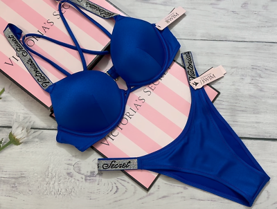 新品(32A/S) victoria's secret バンドゥービキニset Victoria's Secret Swim Bondeau BIKINI TOP BOTTOMS 32A XS Turquoise