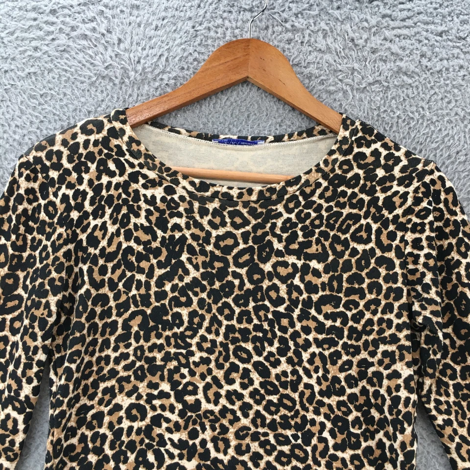 Top corto Zara Trafaluc manga larga para mujer mediano negro marrón estampado de leopardo Crew Foto 2 de 4