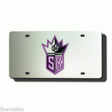 SACREMENTO KINGS LOGO NBA BASKETBALL SILVER LASER LICENSE PLATE MADE IN USA