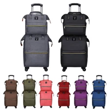 4 Wheel 20" Traveler Lightweight Rolling Carry On Luggage Softside Suitcase