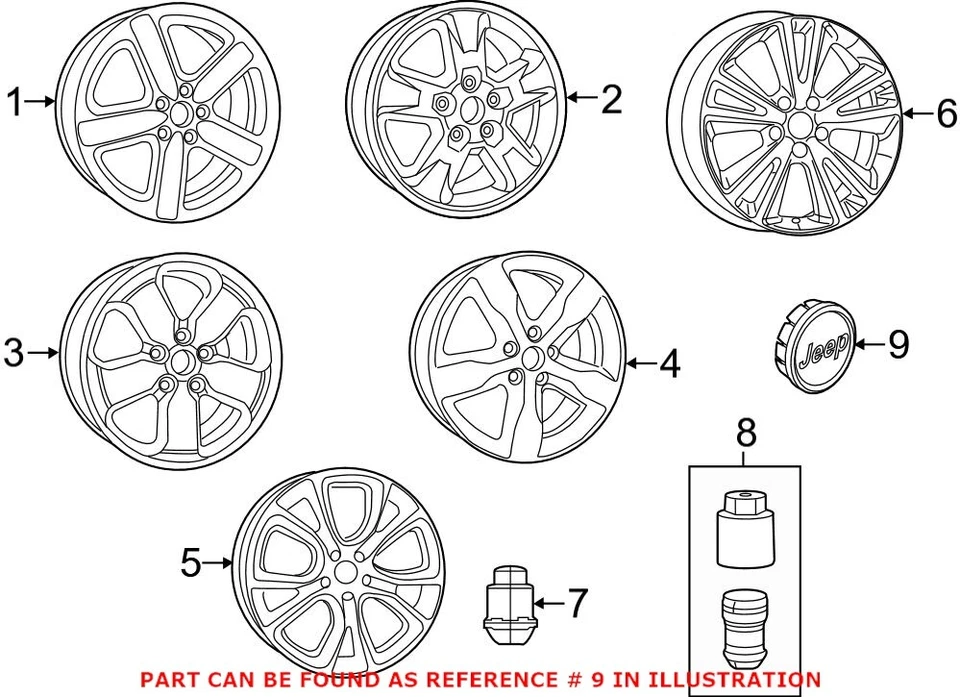 Tapacubos Mopar originales OEM para Jeep Cherokee Wrangler JK Foto 2 de 2
