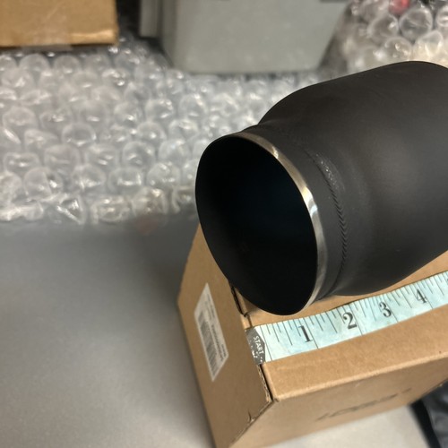 LCGP 3" Inlet Universal Exhaust Tip, 4" Outlet - 5" Long, Black Double Wall - Picture 3 of 8