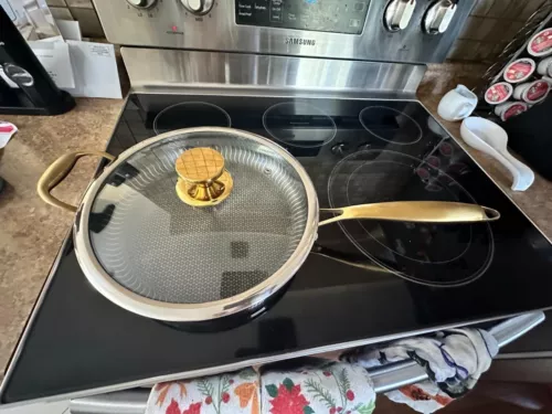 Hybrid Non Stick 12 inch Frying Pan with Lid Stay-Cool Handle PFOA-Free Cookware