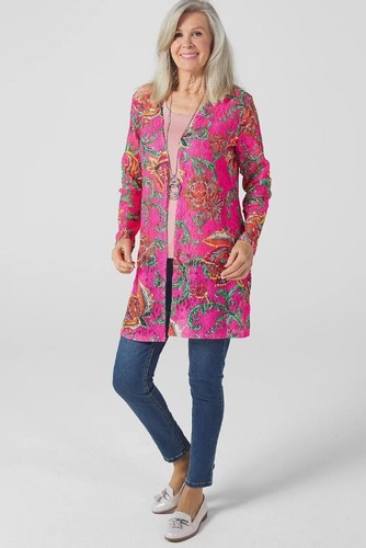 QVC Michele Hope Long Sleeve Duster Lace Cardigan Hook Fastening Pink 10 /12 New - Picture 6 of 6