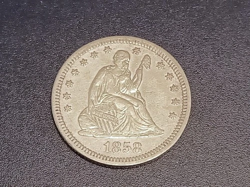 Nice AU 1858-P Seated Liberty Quarter